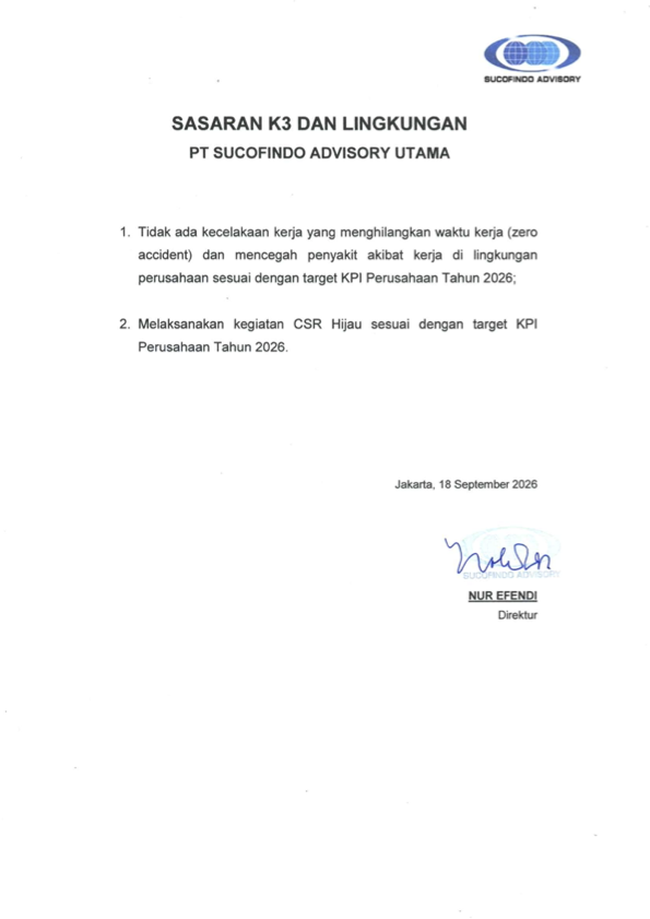 Sasaran Mutu K3 dan Lingkungan
